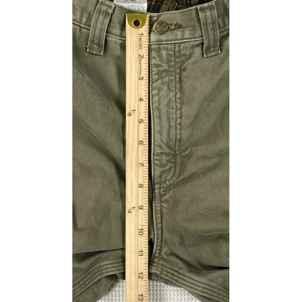 Carhartt Flannel Lined Twill Dungaree Pants Men's 38 x 32 Green Workwear